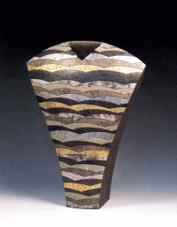 灰陶釉金彩壷1992年